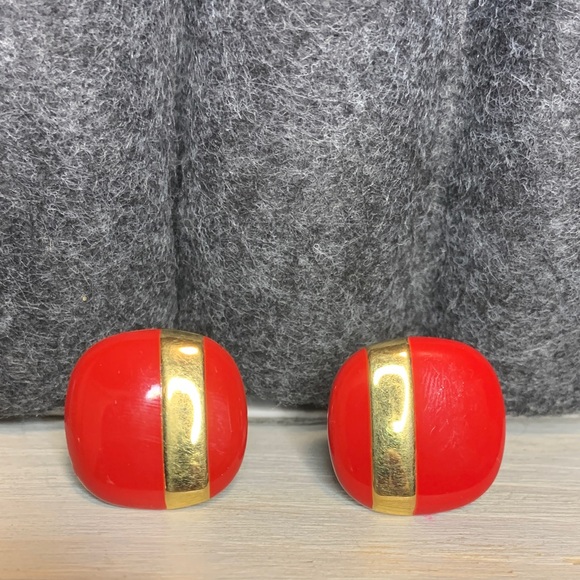 Monet Jewelry - Vintage MONET Red and Gold Earrings